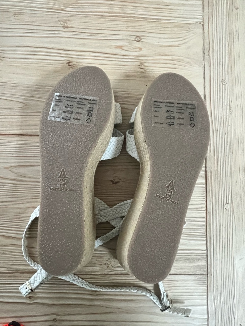 Anthropologie Woven Strap Espadrille Platform Wedge Sandals White Size 8 - Picture 8 of 8
